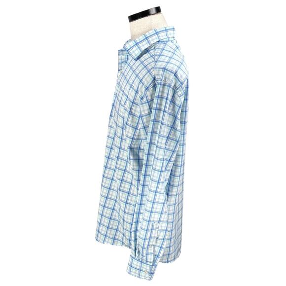 Peter Millar Crown Crafted Shirt Men's Large Blue Plaid Long Sleeve Button-Up - Picture 4 of 10